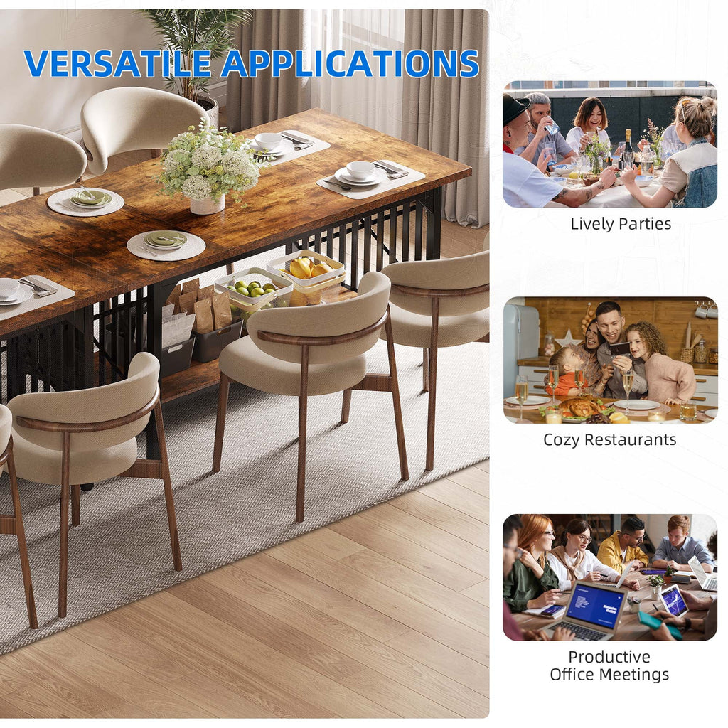 Rustic Brown Industrial Rectangular Wood Dining Table with Storage N65601