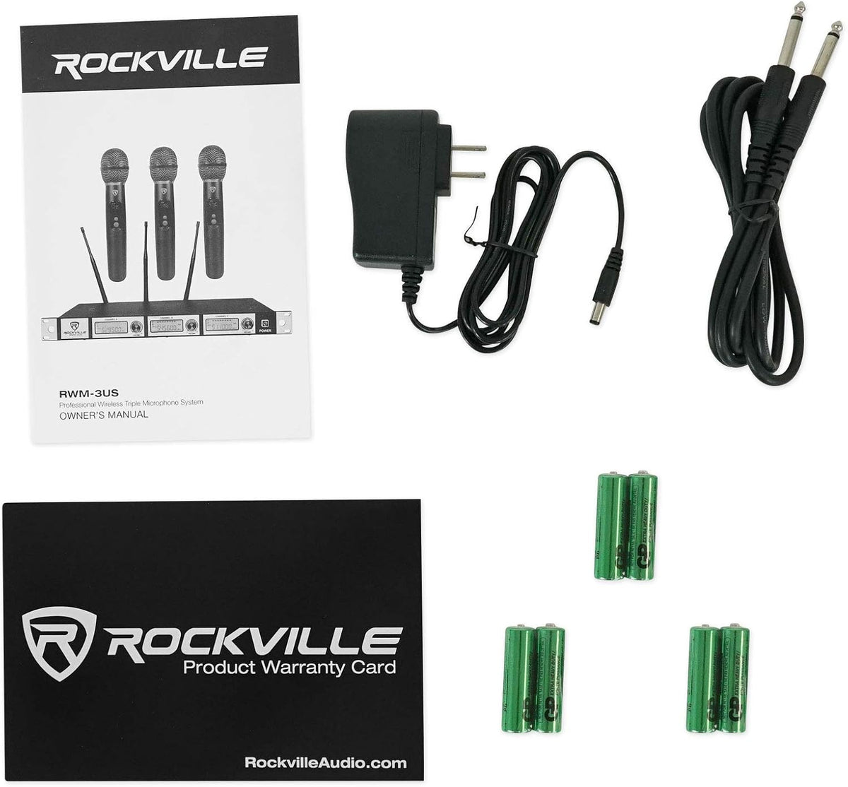 Triple Wireless UHF 3 Microphone System with Adjustable Frequency E38475