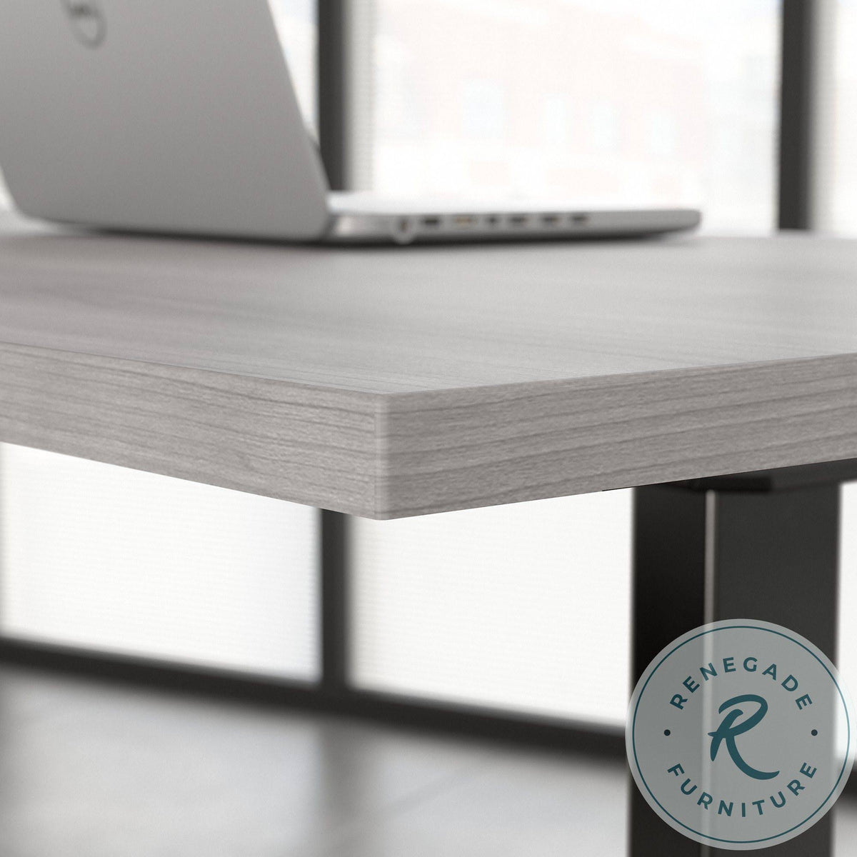 Electric Height Adjustable Standing Desk in Platinum Gray with Black Base R404