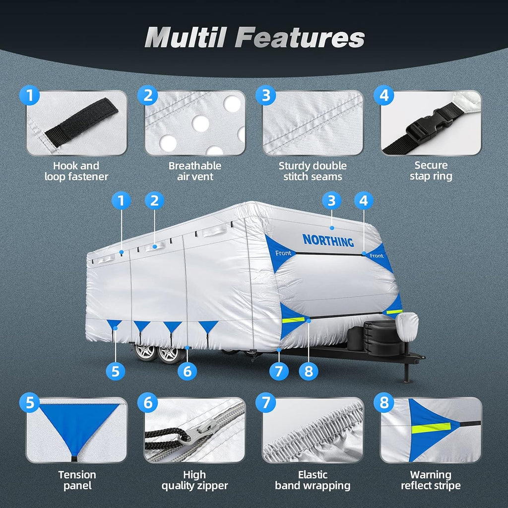 Silver Coating Travel Trailer RV Cover for 27-30 ft P748316