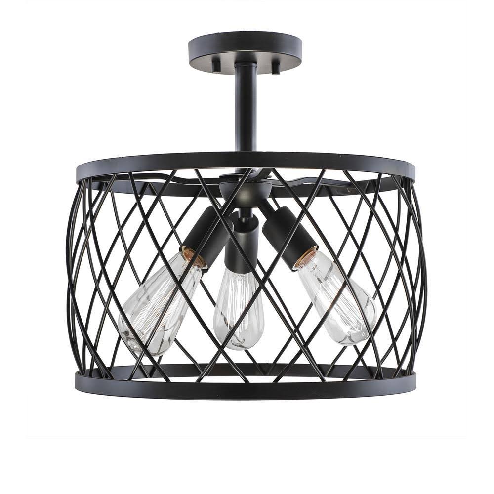 Black 3-Light Semi-Flush Mount O9497