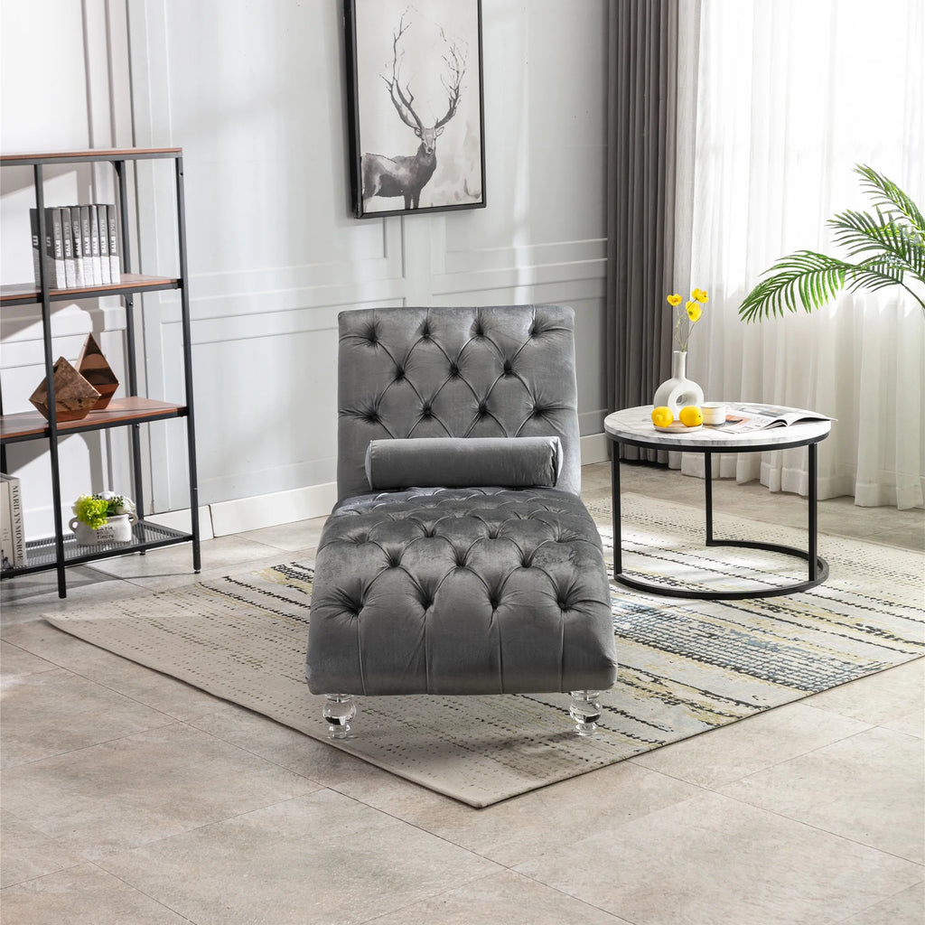 Velvet Recliner Sofa with Acrylic Feet A944875