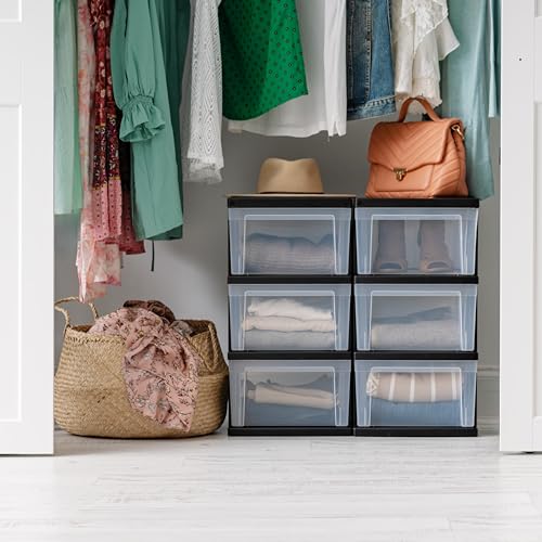 Black/Clear 3-Drawer 2-Pack Plastic Drawer Storage Organizer P55492