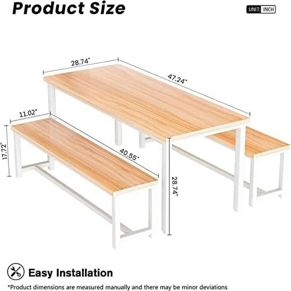 47" Dining Table Set with 2 Benches Y324597
