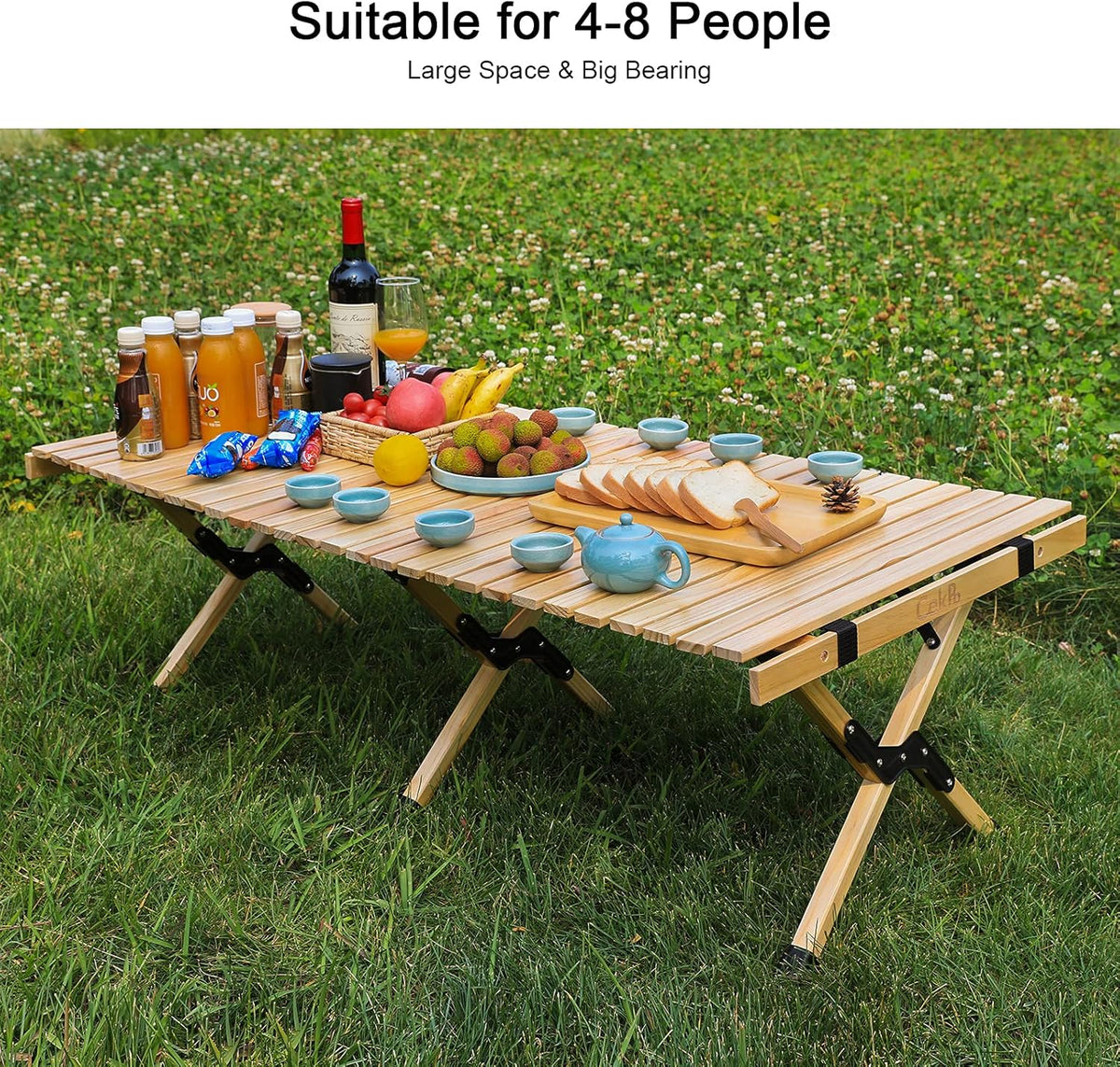 Portable Wooden Folding Picnic Table with Carry Bag W89546