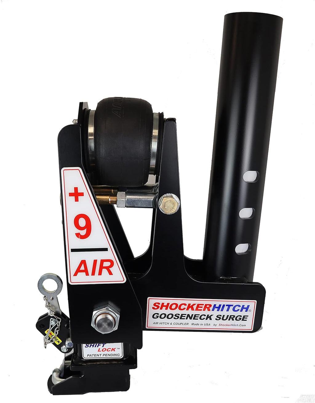 Gooseneck Air Hitch & Coupler, Round 3-15/16" Angled Pin 30K Coupler 9" Offset S1491