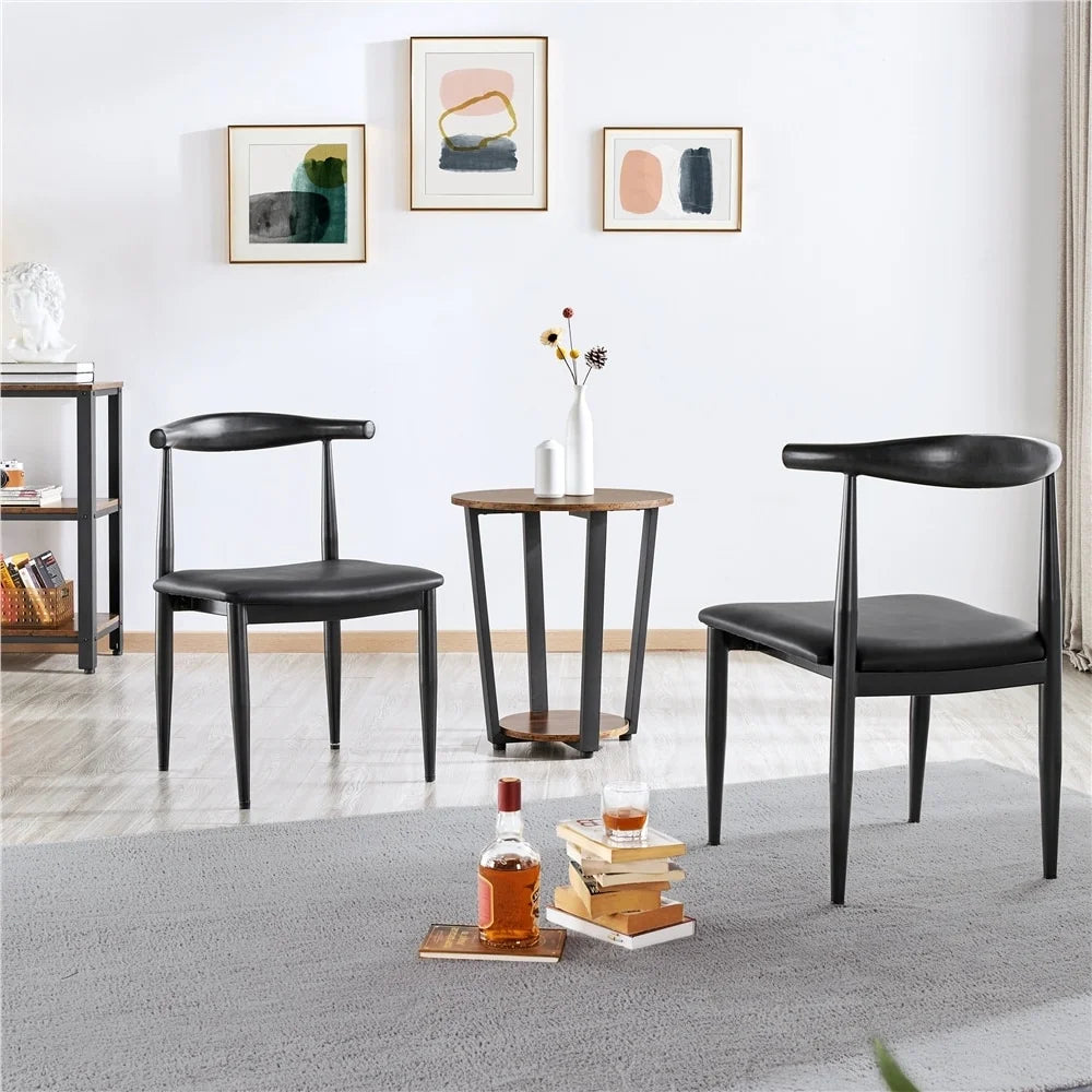 Armless Dining Chairs with Backrest Metal Legs Set of 2 X960