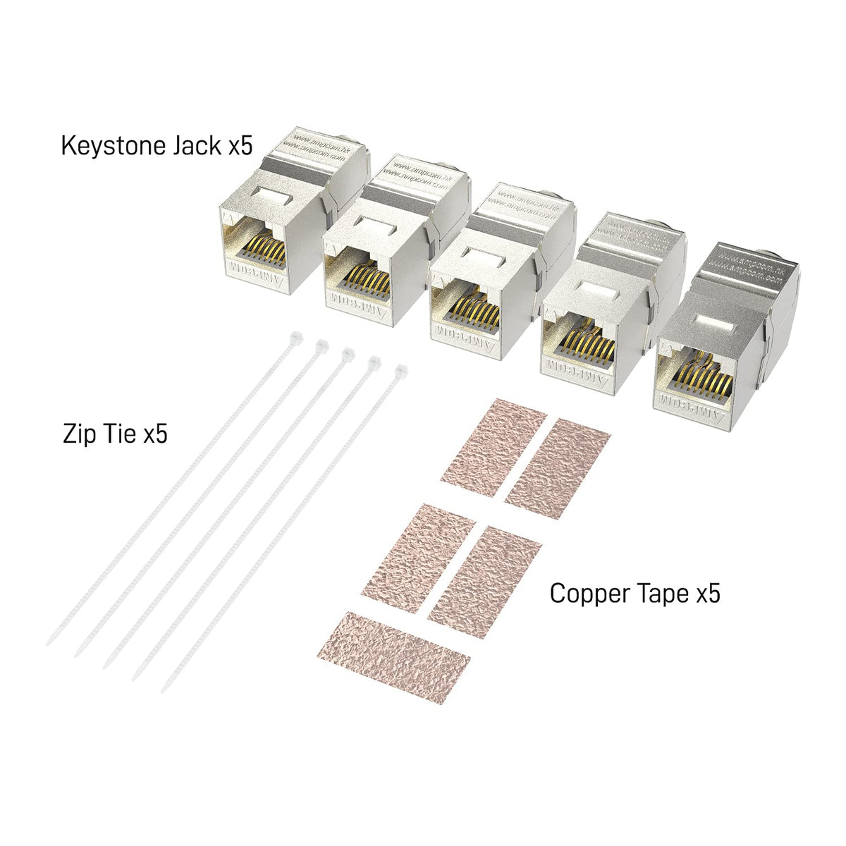 10-Pack RJ45 CAT 7 Tool-Less STP Shielded Keystone Jack F916730