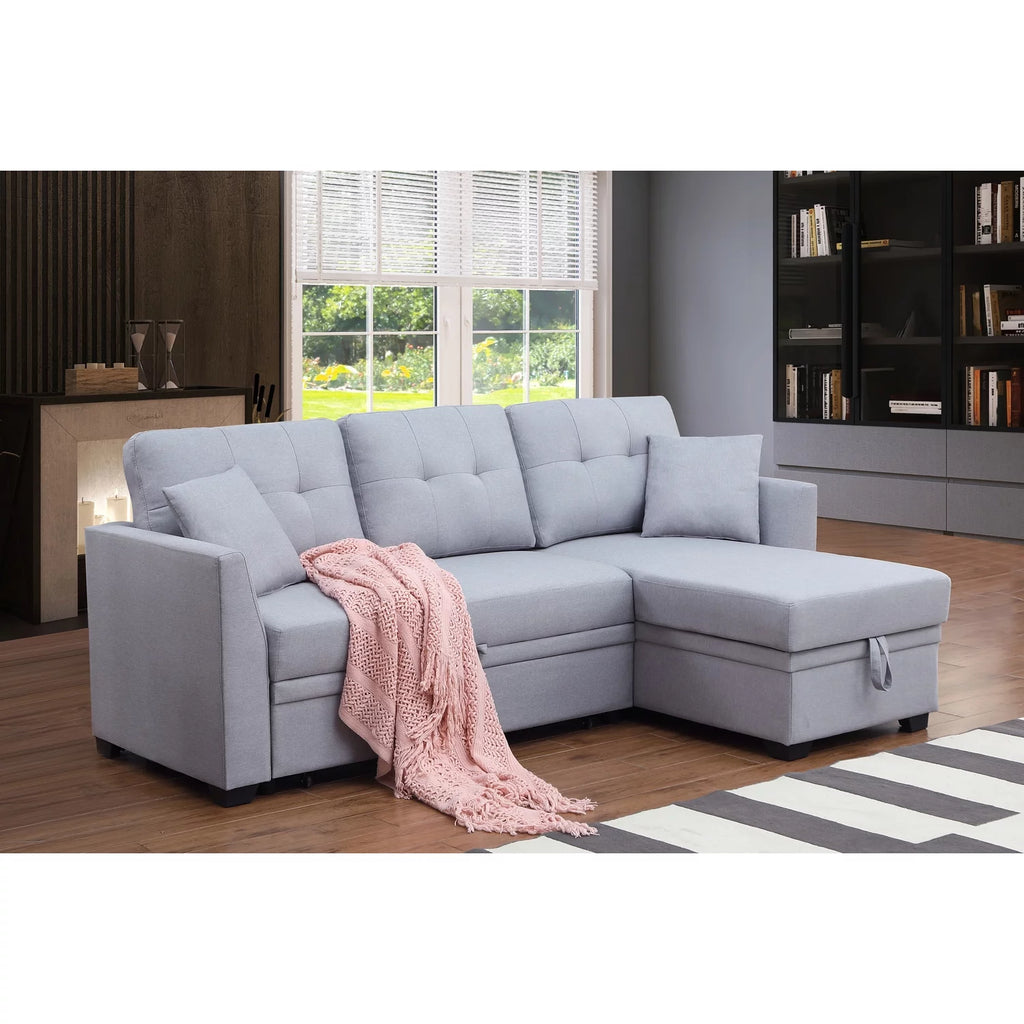 3-Seat Fabric Sleeper Sectional Sofa with Storage G89860