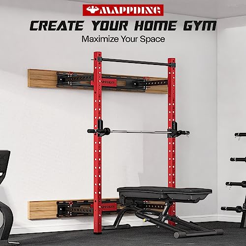Wall Mounted Folding Squat Power Rack with Pull Up Bar D878138