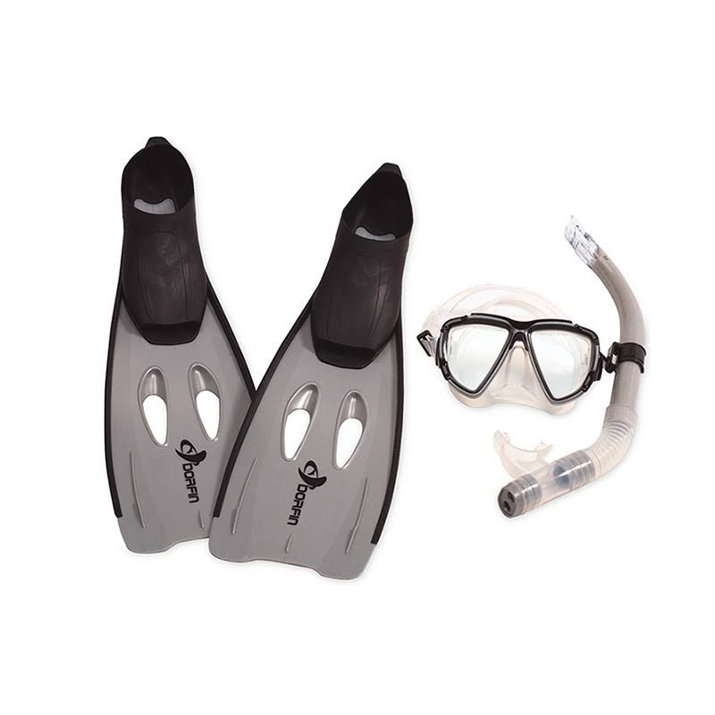 3PC Extra Large Gray Silicone Swimming Pool Snorkeling Set A683