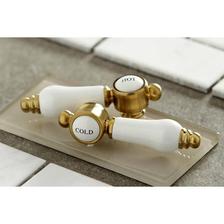 Satin Brass Wall Mount Bathroom Faucet P2210