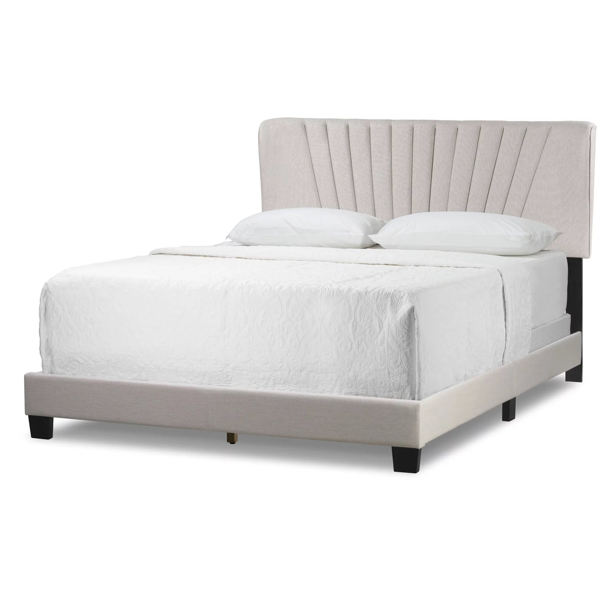 Beige Fabric Queen Bed K40365