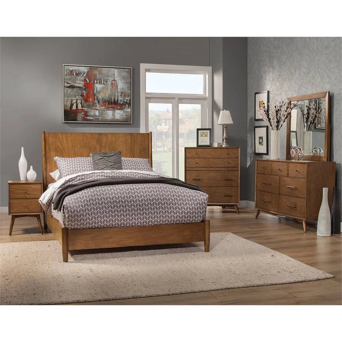 3 Piece Set with TV Console Panel Bed & Nightstand F3355