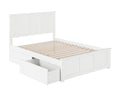 White Full Wood Platform Bed with Footboard and 2 Storage Drawers A5249