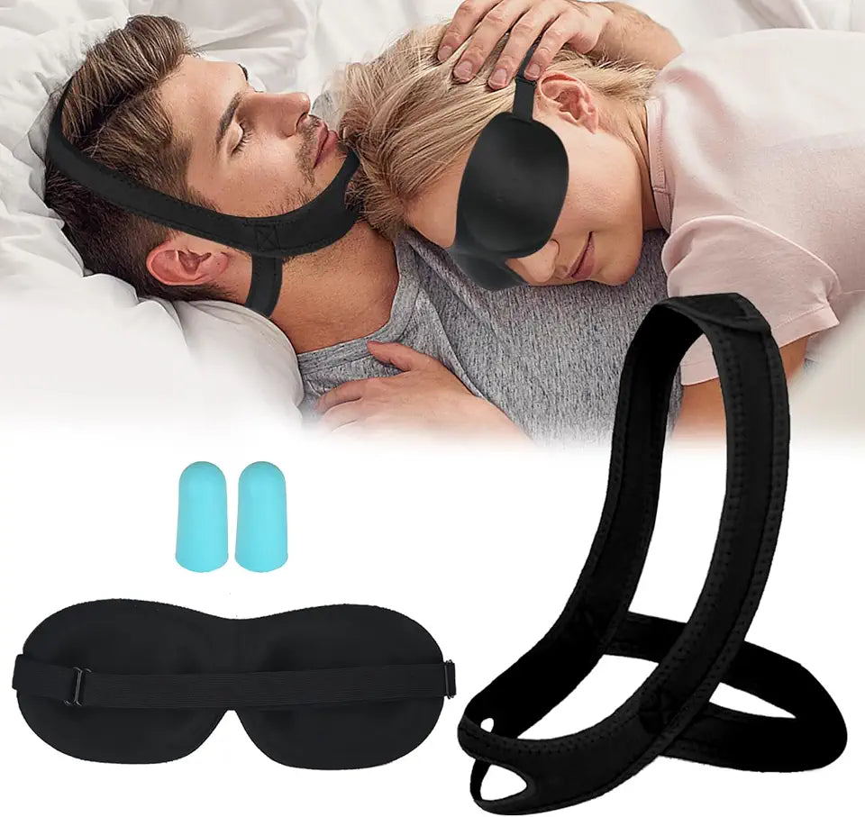 Anti Snoring Chin Strap for Sleeping with Eye Mask Earplugs N92027