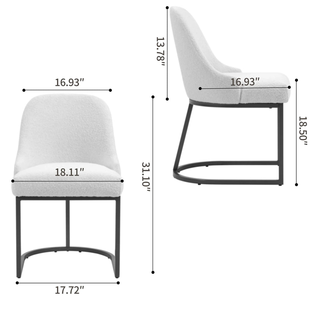 White Black Fabric Iron Dining Chair Set of 2 D438