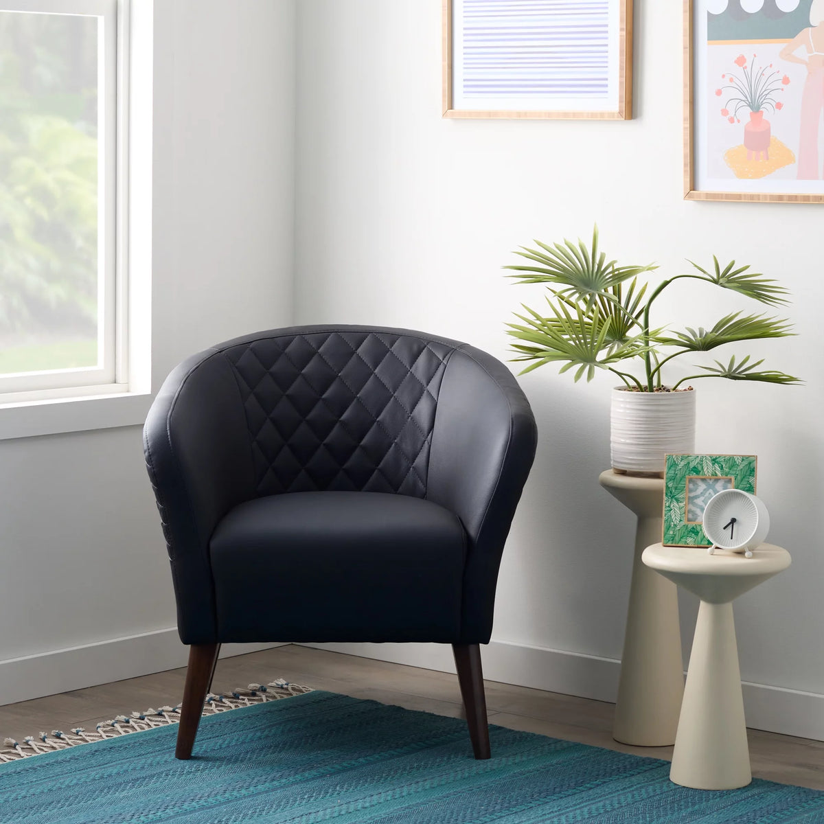 Black Faux Leather Club Chair P746