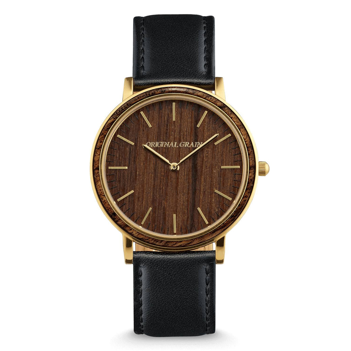 Black Minimalist Wood Dial Watch P4172
