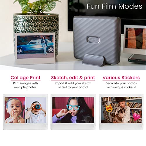 Mocha Grey Instant Film Printer Bundle with Twin Pack Film Q3493
