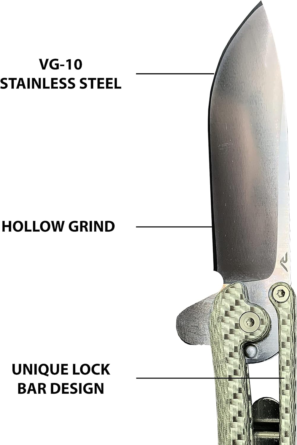 Folding EDC Pocket Knife VG10 Stainless Steel 2.75” Blade White Carbon Fiber Handle X65436