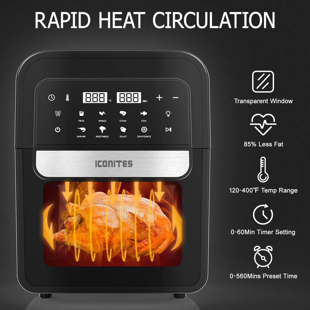 8-in-1 6.5 Quart Air Fryer Oven with Digital Touch-Screen X572