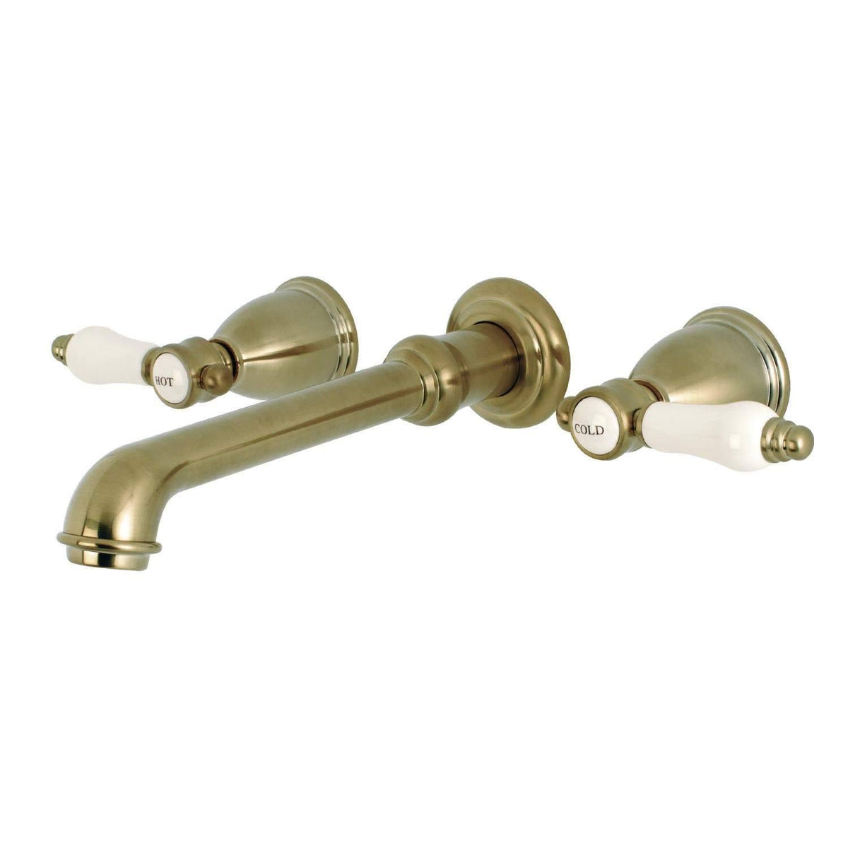 Satin Brass Wall Mount Bathroom Faucet P2210