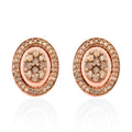 Champagne Diamond Round 925 Sterling Silver Vermeil Rose Gold Plated Cluster Stud Solitaire Earrings W318