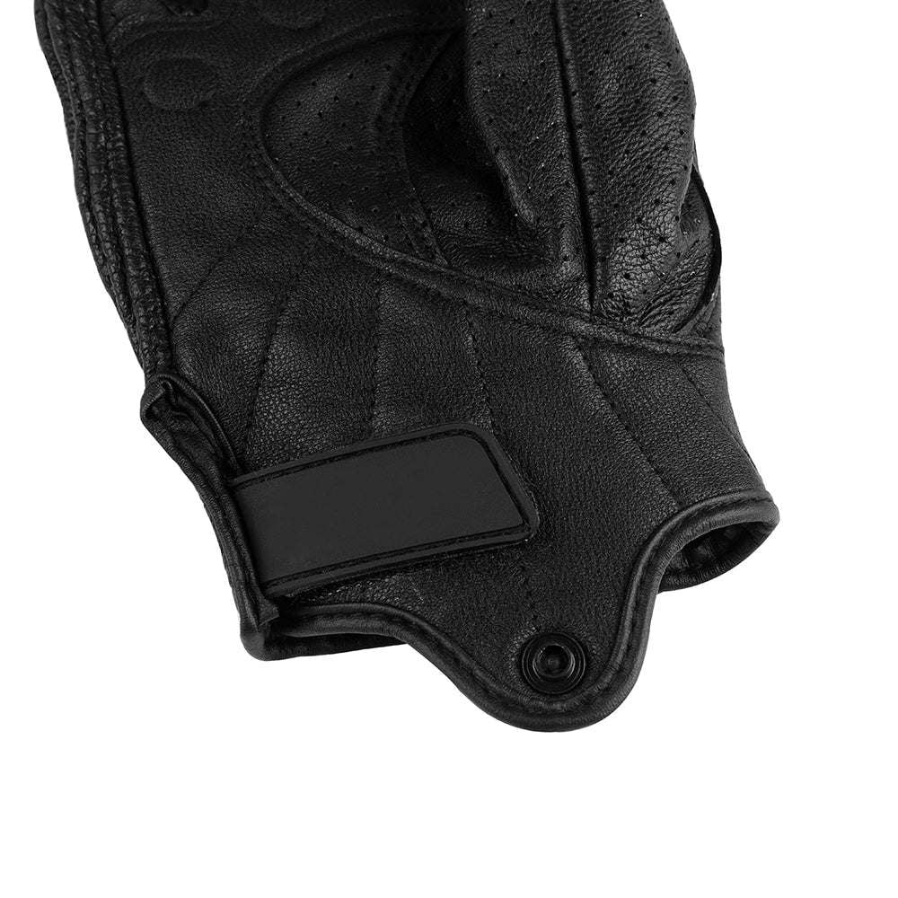 Perforated Full Finger Leather Motorcycle Gloves Y16173