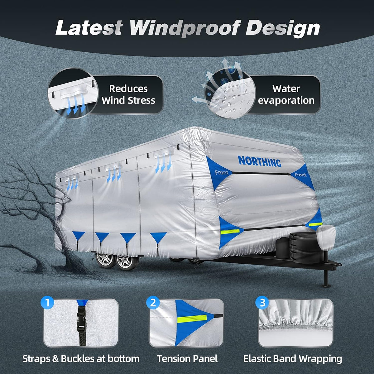 Silver Coating Travel Trailer RV Cover for 27-30 ft P748316