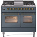 40 Dual Fuel Natural Gas Range in Blue Grey with Brass Trim V3103