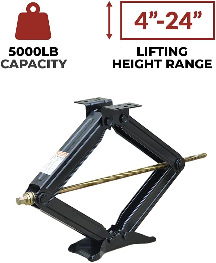 24" Scissor Jacks with Crank Handle, 5000 lbs Capacity, Pack of 2 Z637