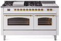White Dual Fuel Natural Gas Range with Brass Trim K563