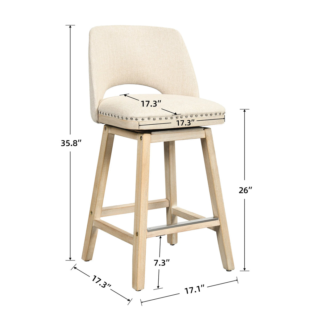 Swivel Counter Stool with Rubber Wood H255586