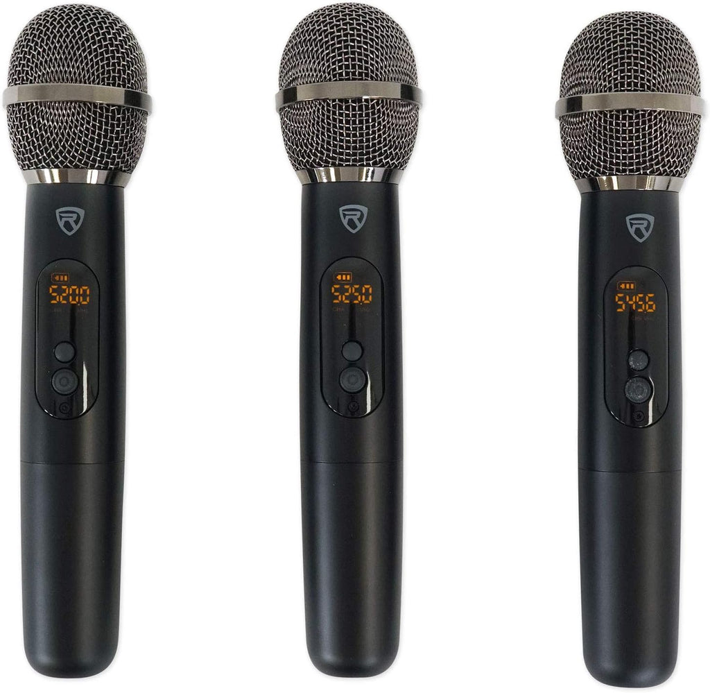 Triple Wireless UHF 3 Microphone System with Adjustable Frequency E38475