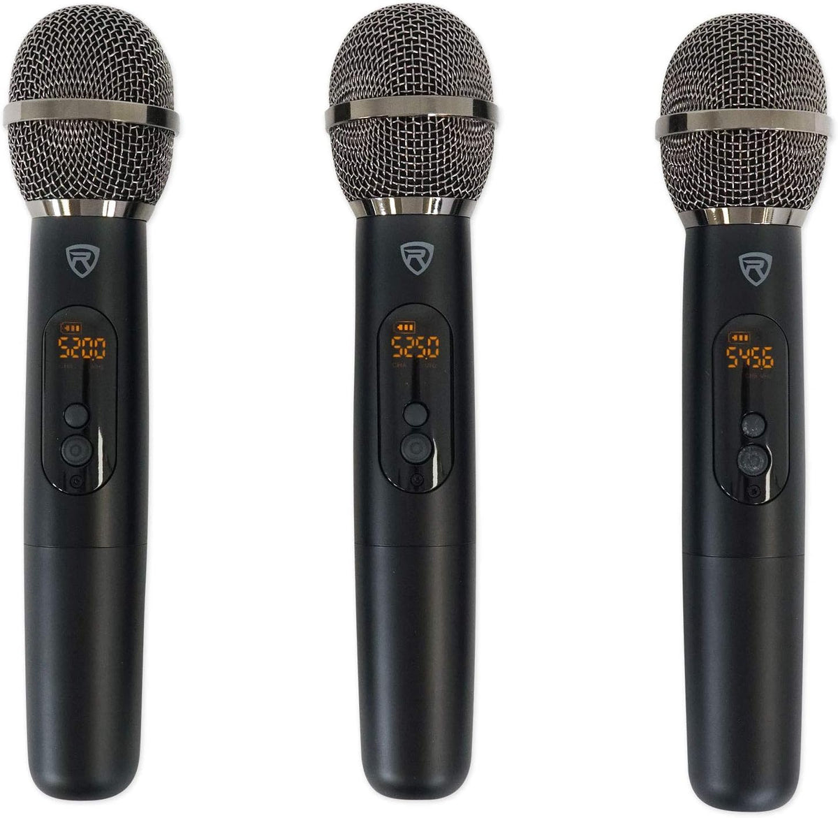 Triple Wireless UHF 3 Microphone System with Adjustable Frequency E38475