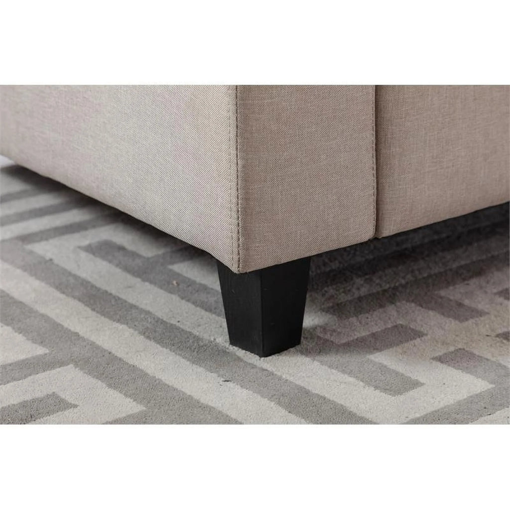 Beige Fabric Reversible Sectional with Charging Port and Storage Console P271429
