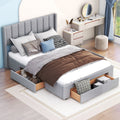 Queen Size Upholstery Platform Bed with Three Storage Drawers M599