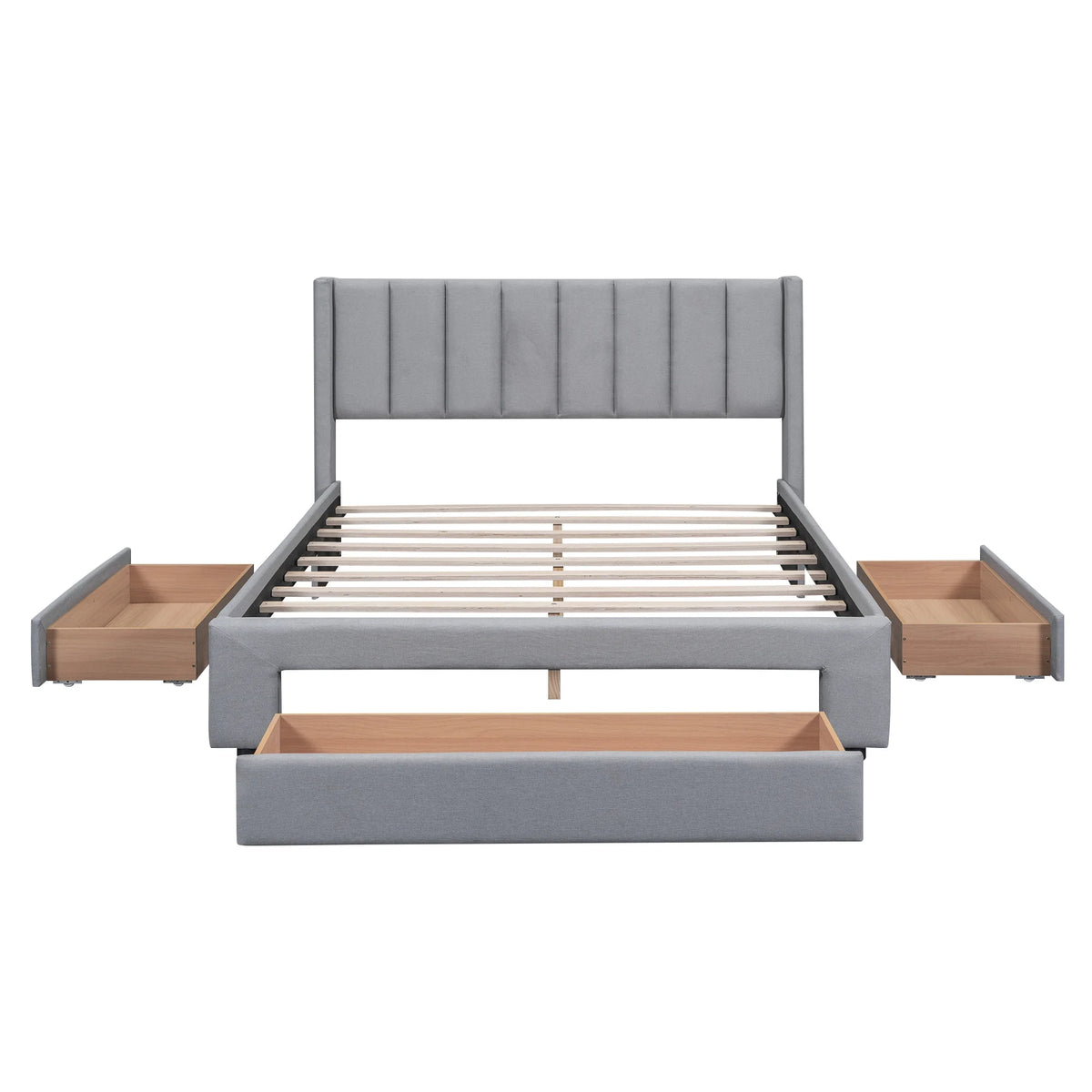 Queen Size Upholstery Platform Bed with Three Storage Drawers M599