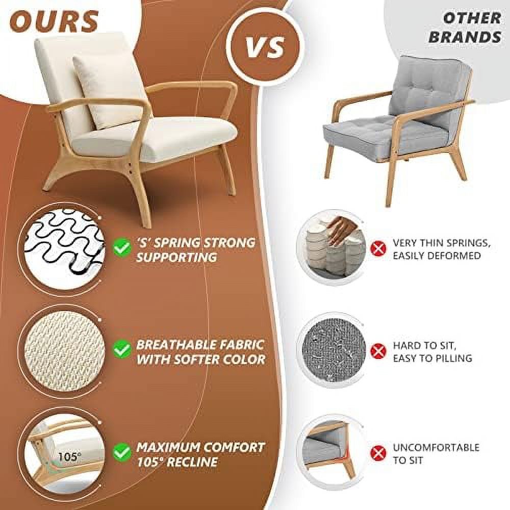 Accent Chair with Lumbar Pillow Upholstered Linen Fabric L83790