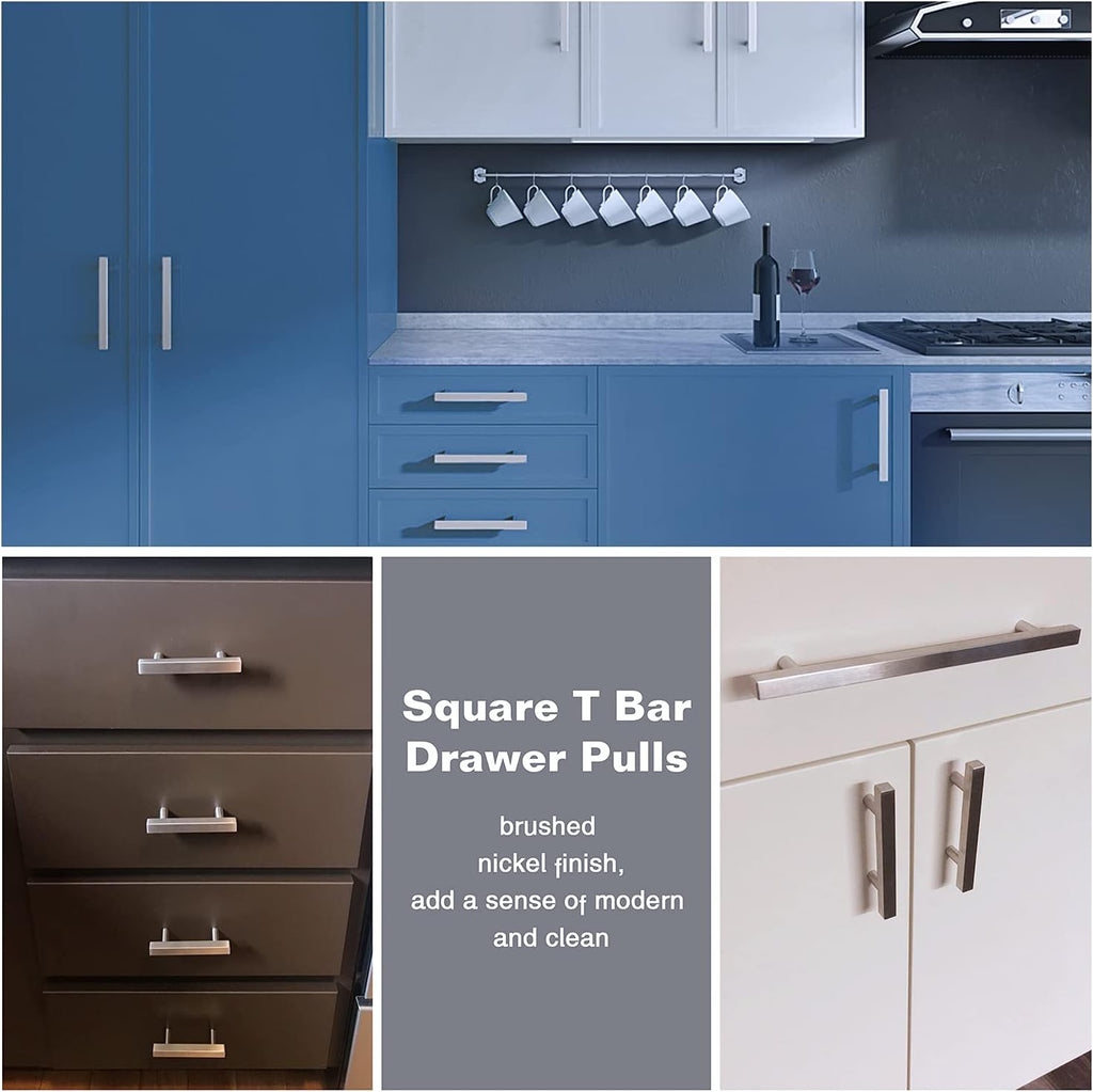 5 Pack Stainless Steel Square Cabinet Handles 5 Inch Hole Centers V87446