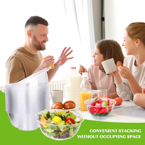 12 oz Clear Plastic Bowls 100 Pack Disposable Hard Small Bowls B243