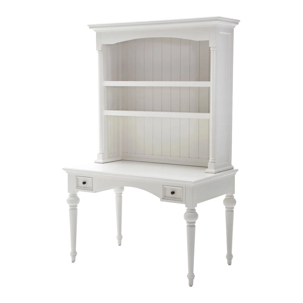 Antiqued White Writing Desk with Hutch I41055