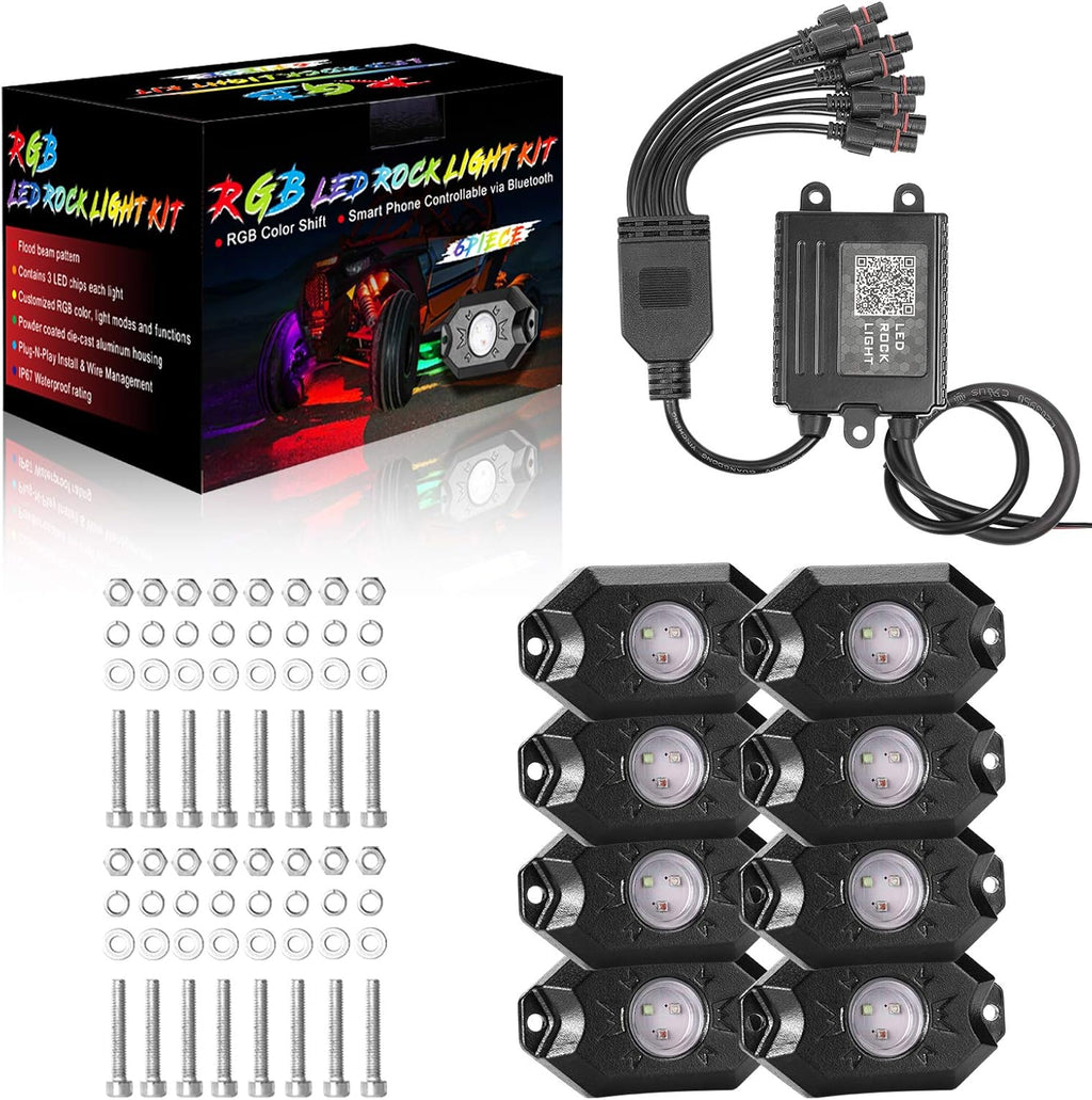 12 Pods Multicolor Waterproof LED Car Light Kit T664