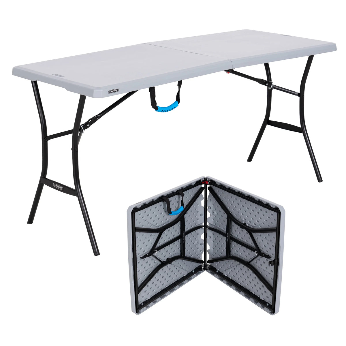 5 Foot Rectangle Fold-in-Half Table Gray I9379