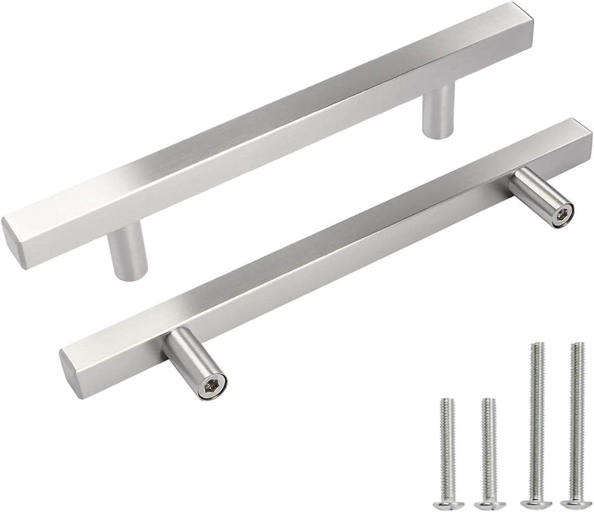 5 Pack Stainless Steel Square Cabinet Handles 5 Inch Hole Centers V87446