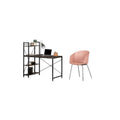 Fall Oak Desk with Bookcase and Pink Chrome Chair Set K565