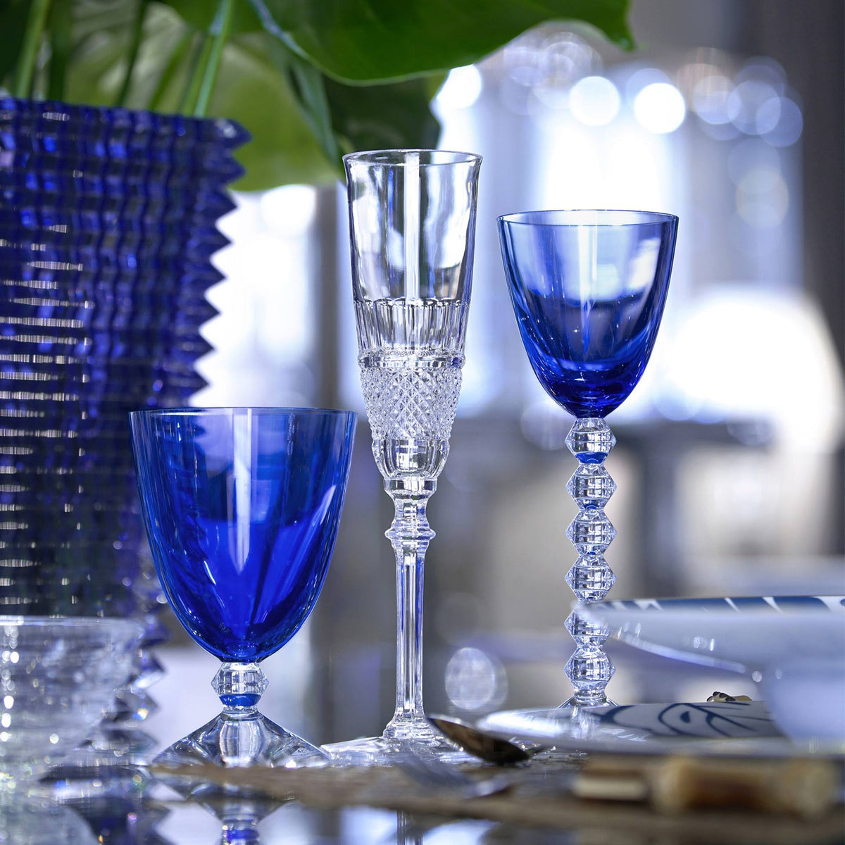 Blue Wine Glass Set of 2 D254