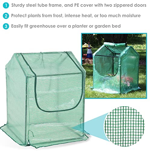 Green 4' x 3' Mini Greenhouse Tent with Steel Tube Frame J40588