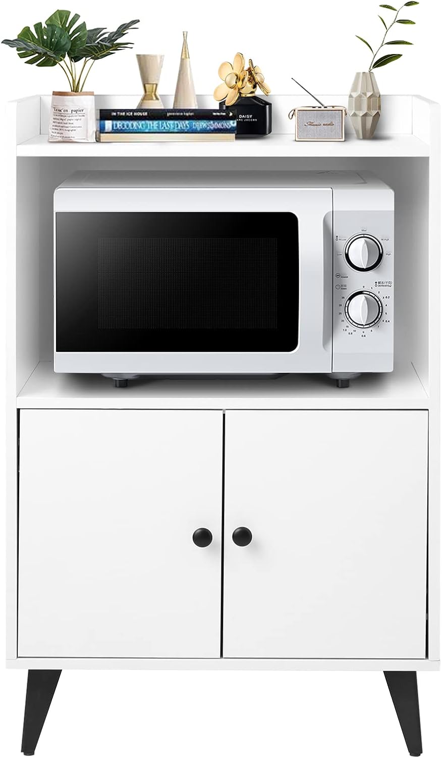 White Microwave Cabinet with Doors, 24x35 U507